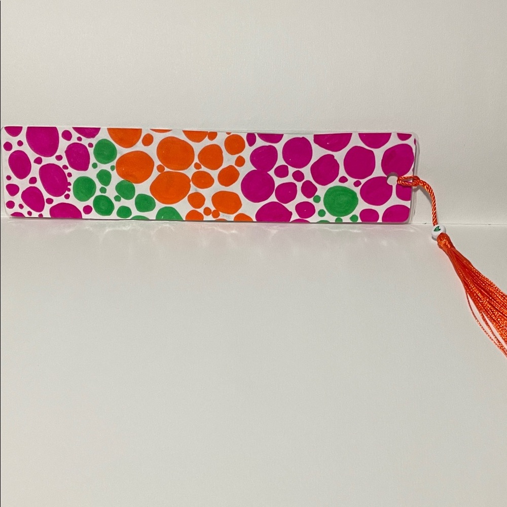 Colorful Polka Dot Bookmark with Orange Tassel